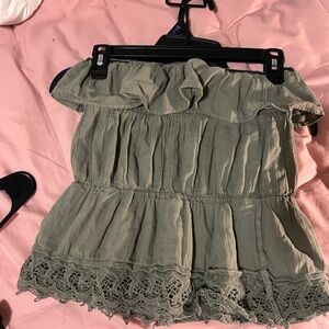 Women's Olive Green Ruffle Top